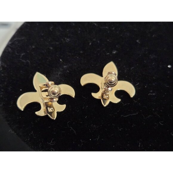 Vtg Fleur de Lis Cuff Links + Tie Clip Bar Robbins Co Attleboro Gold Tone - Picture 5 of 6